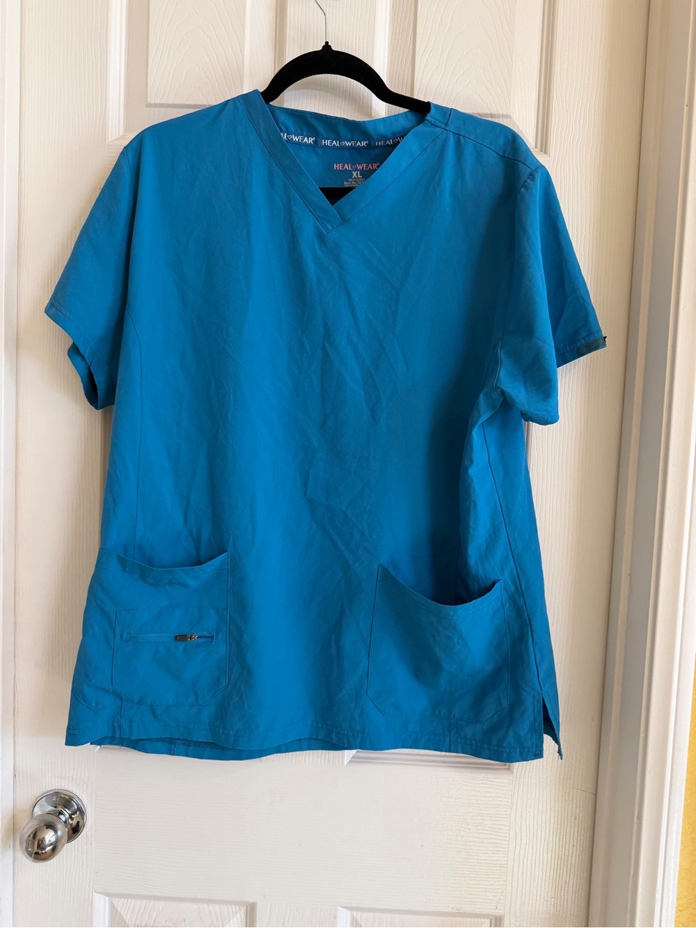 Women's V-Neck Scrub Top in Teal Blue